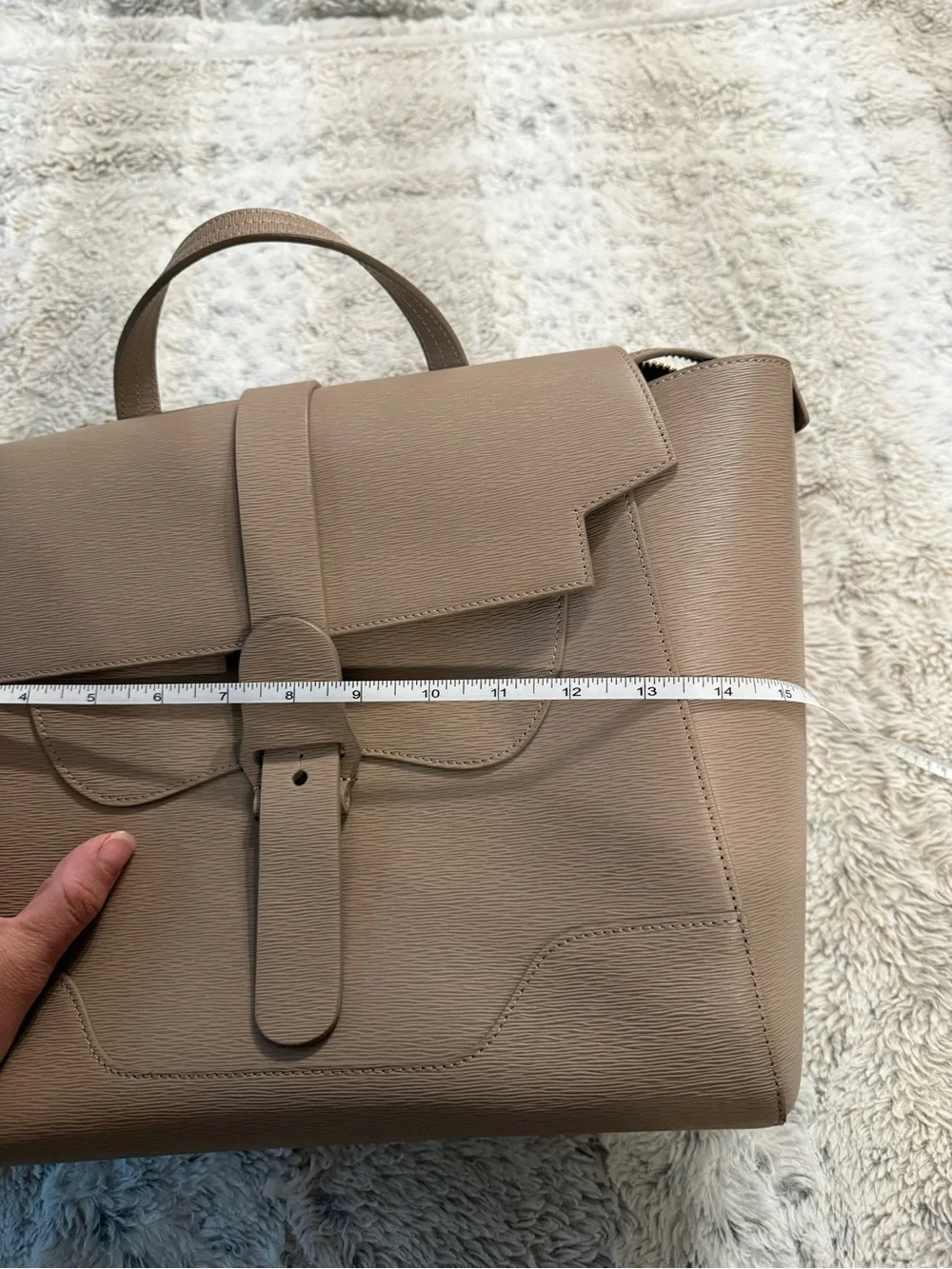 Senreve Maestra Mimosa Latte Gold Taupe Structured Leather Work School Bag